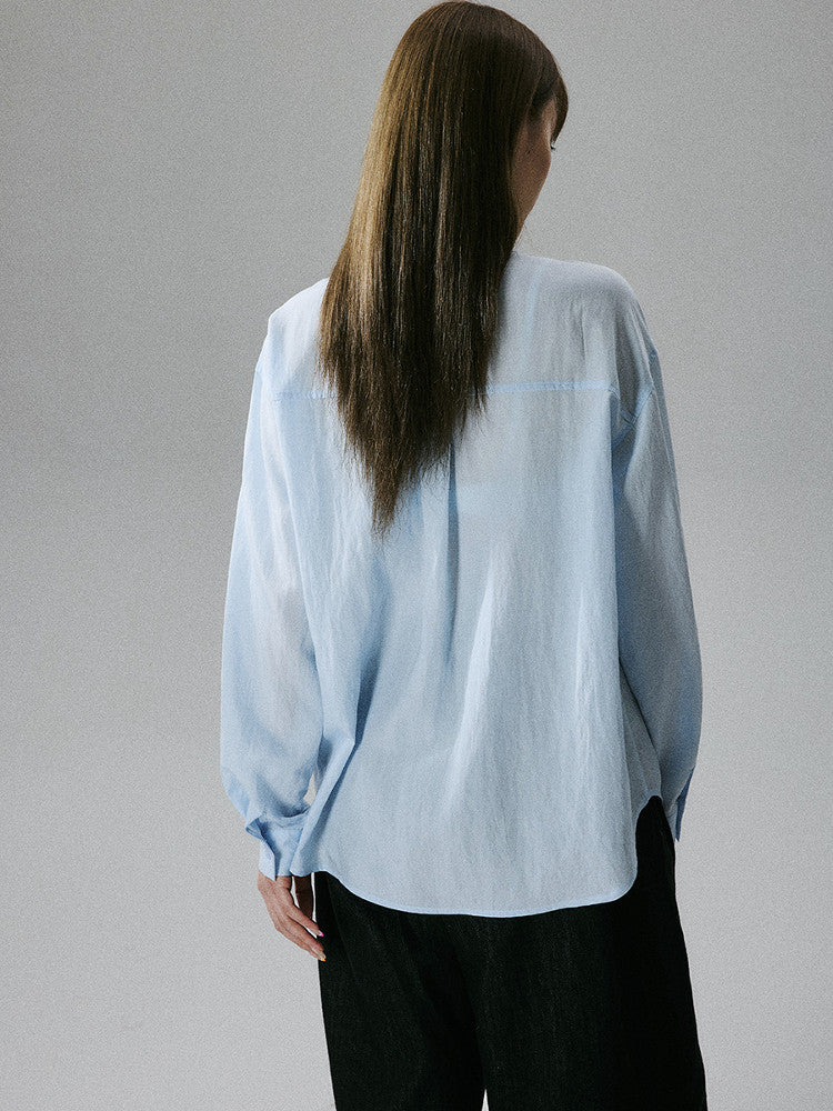 Wrinkled Lyocell Asymmetrical Bow Strap Sunscreen Long Sleeve Shirt NA8805