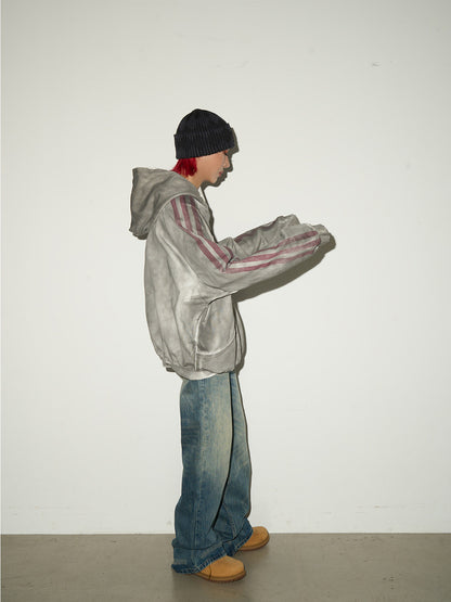 Letter Print Washed Oversize Hoodie NA9038