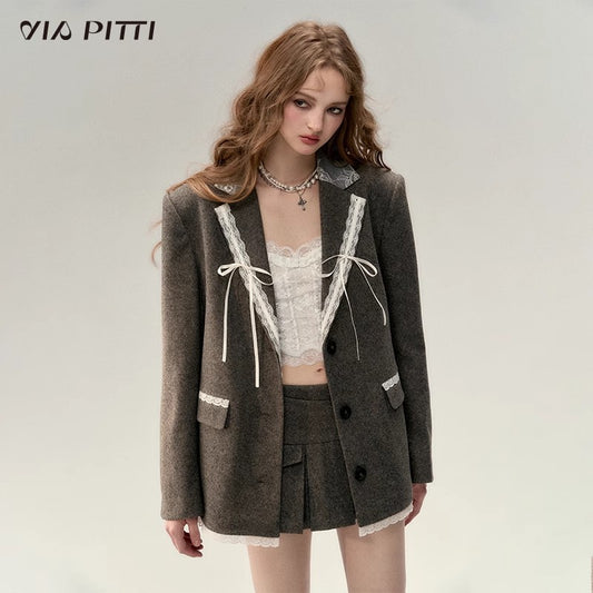 Lace Tailored Jacket ＆ Short Skirt & Camisole Setup NA4983