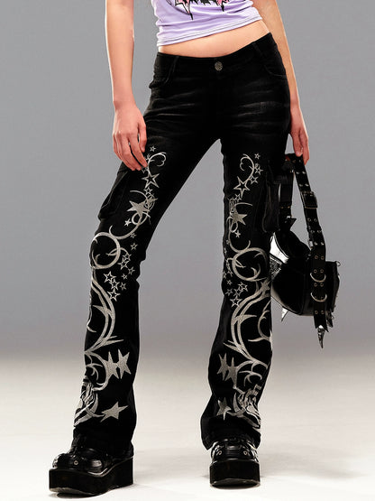 Star Embroidery Denim Jeans NA6665