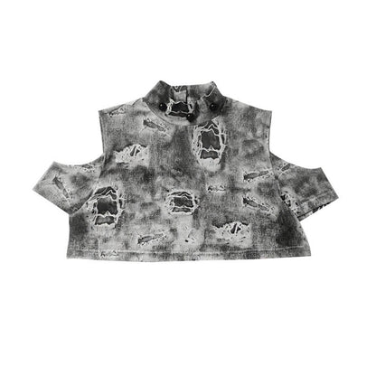 Detachable Washed Suspender Denim Short Skirt & Inner Shirts Set NA8554