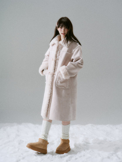 Cream Oak College Vintage Fur Horn Button Coat NA8810