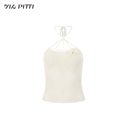 Mesh Hanging Neck Tank Top NA4718