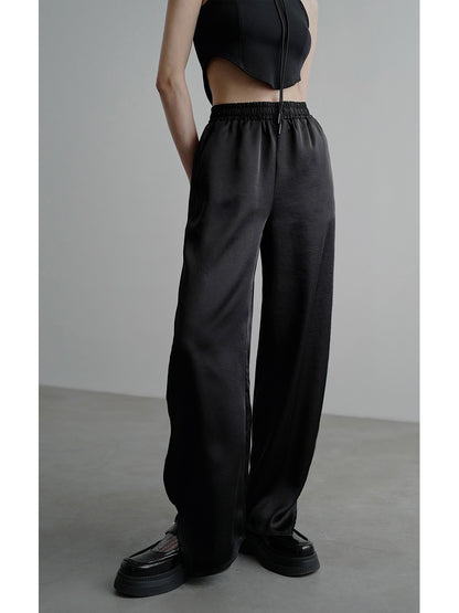 Elastic Slit Wide-Leg Straight Pants NA4232