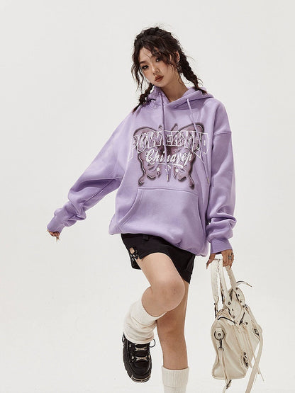 Butterfly Print Oversized Hoodie NA2665