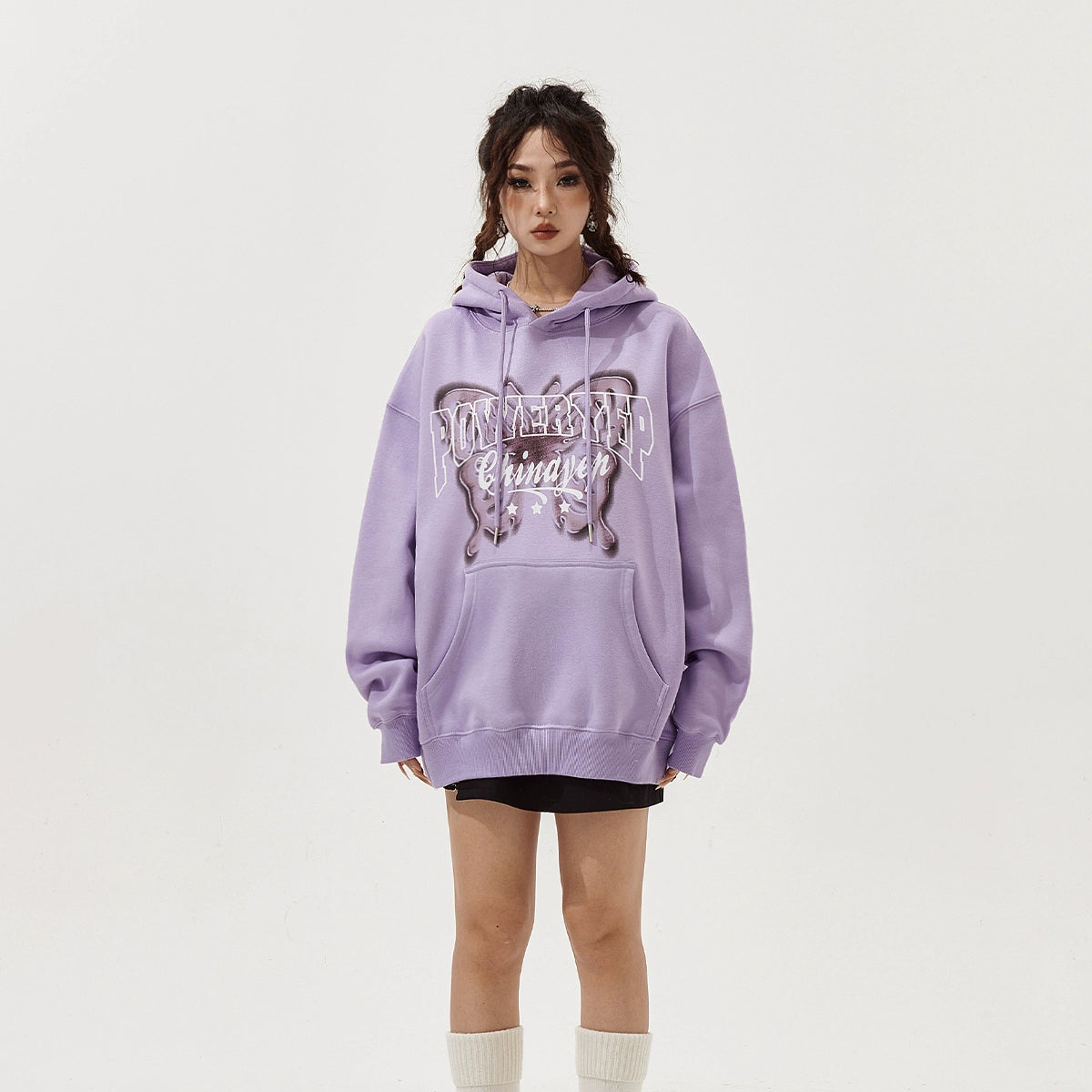 Butterfly Print Oversized Hoodie NA2665