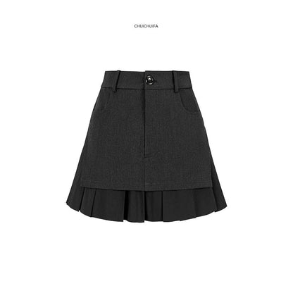 Fake Layered Raw Edge Skirt NA4314