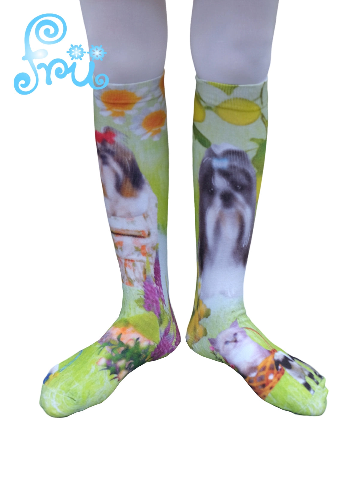 Dog Print Mid-Calf Socks NA6588