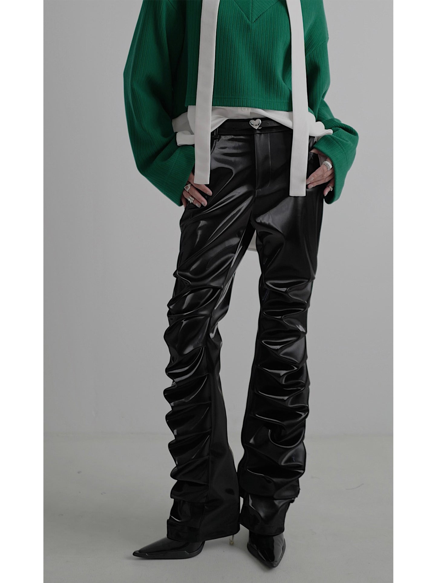 PU Leather Slim Fit Trousers NA4237