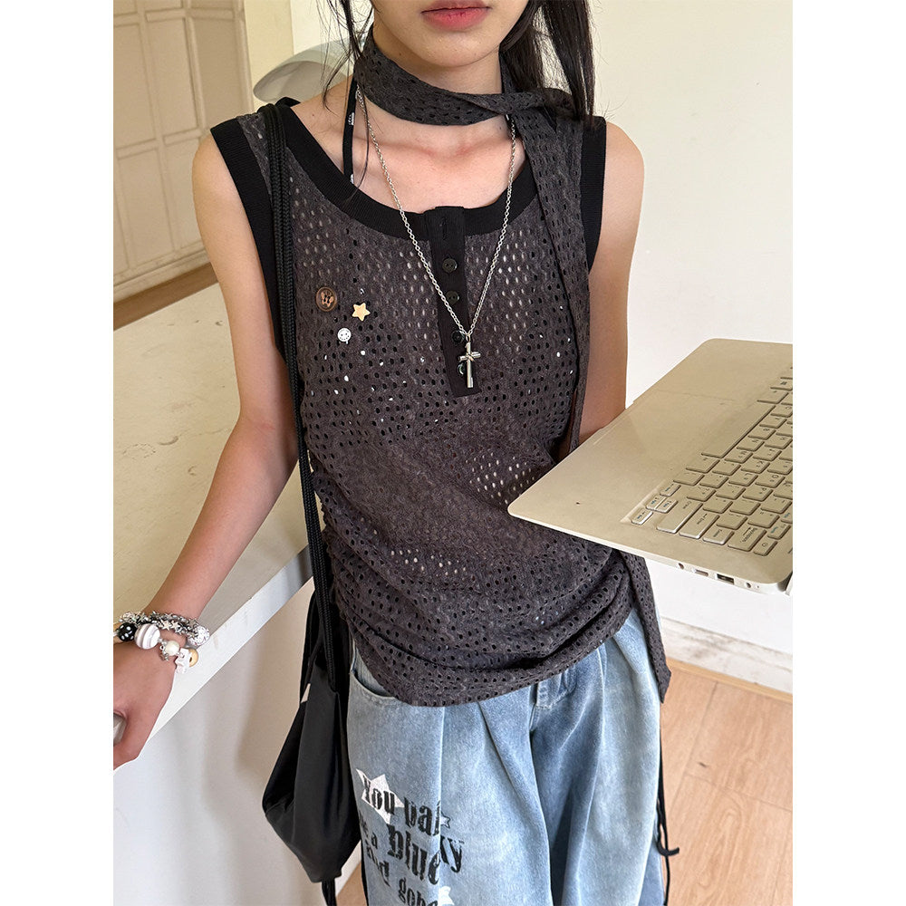 Strap Detail Oversize Tank Top NA9247