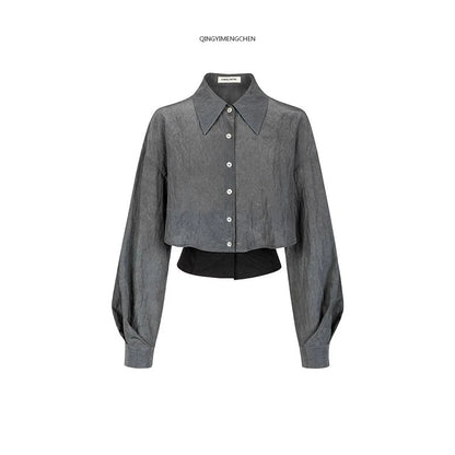 Fake Layered Long Sleeve Shirt NA4262