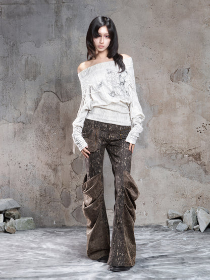 Floral Off-Shoulder Knit Sweater NA8360