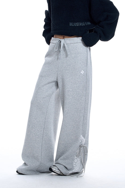 Lace Design Sporty Sweatpants WN9829-W