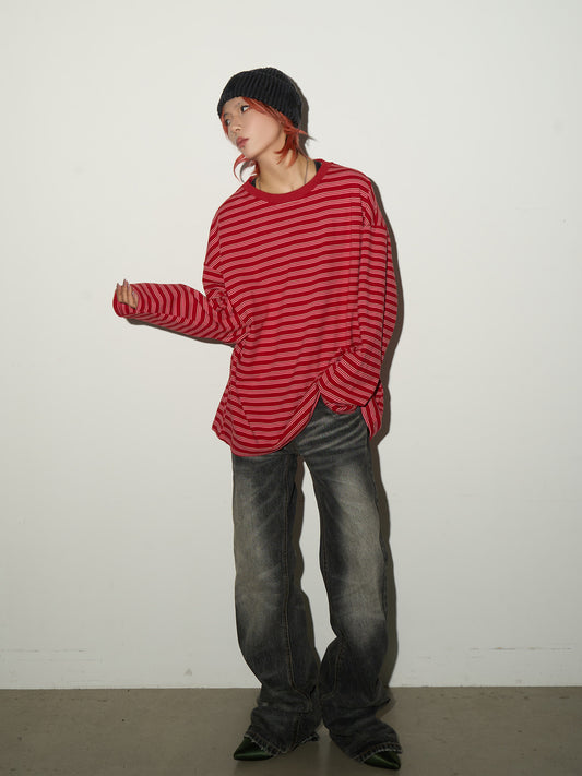 Contrast Stripe Long Sleeve T-Shirt NA9148