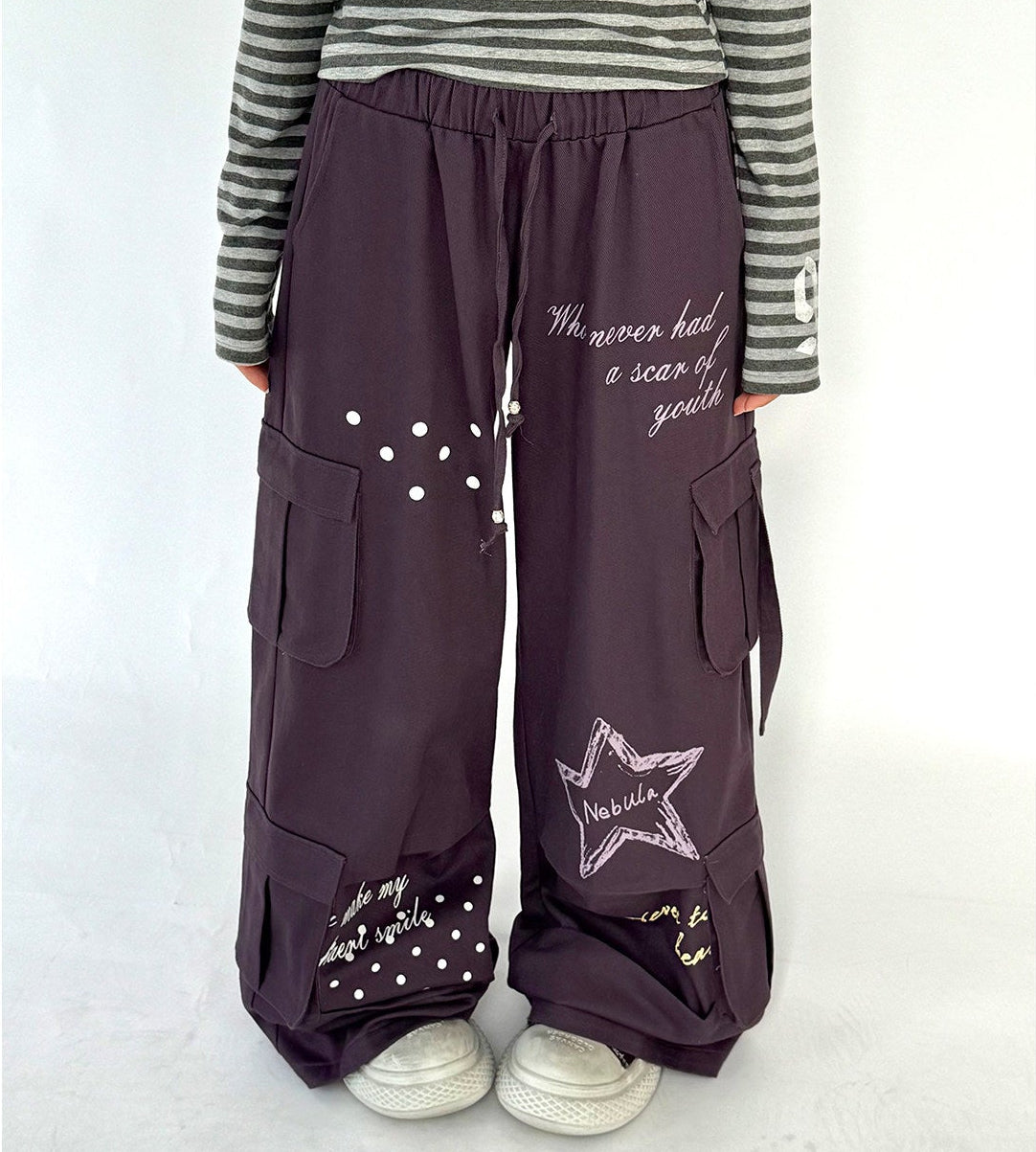 Multi-Pocket Polka Dot Straight Pants NA9250