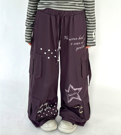 Multi-Pocket Polka Dot Straight Pants NA9250