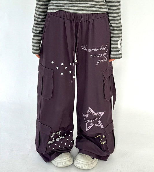 Multi-Pocket Polka Dot Straight Pants NA9250