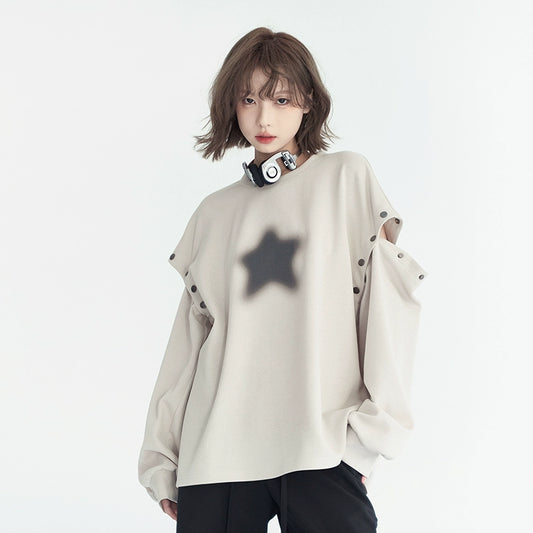 Detachable Sleeve Oversize Long-Sleeve Top NA2720