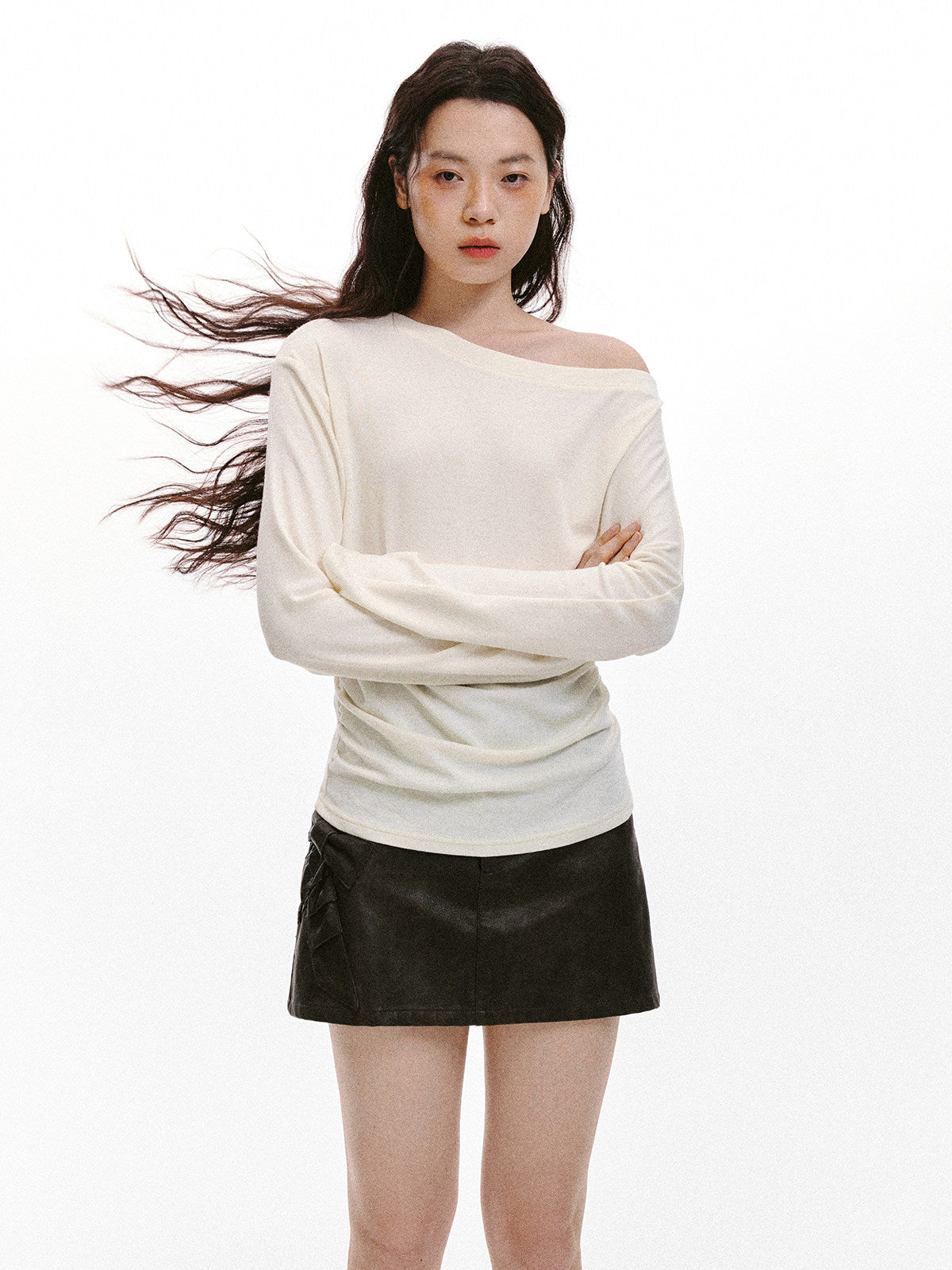 NA8822 Lost forest three-dimensional bow rubbing leather skirt NA8822