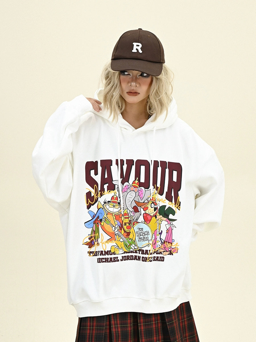 Fleece Cute Cartoon Pullover Hoodie NA6287