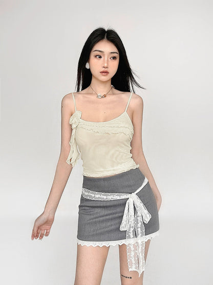 Ruffle Edge Suspended Short Camisole NA4467