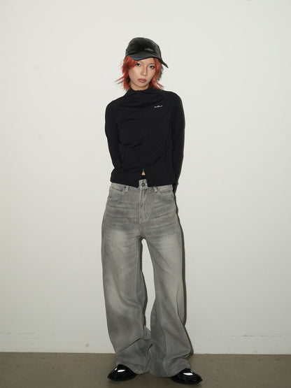 Washed Wide Leg Denim Jeans NA9205