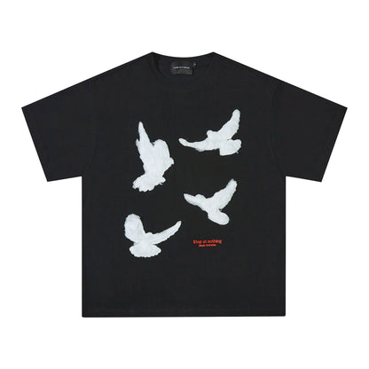 Pigeon Embroidery Short Sleeve T-Shirt NA3029