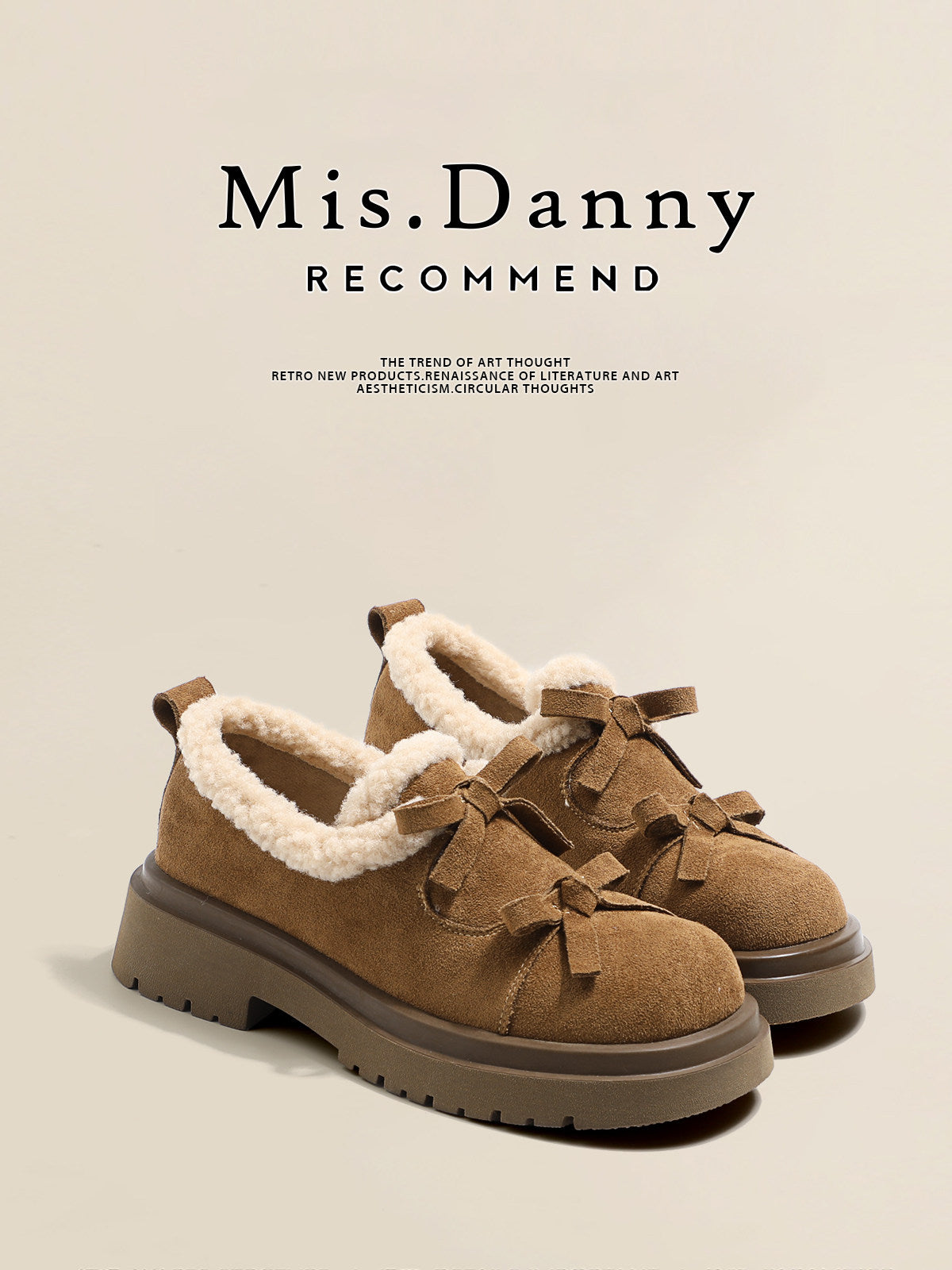 Suede Leather Fleece Lining Platform Loafers NA8753