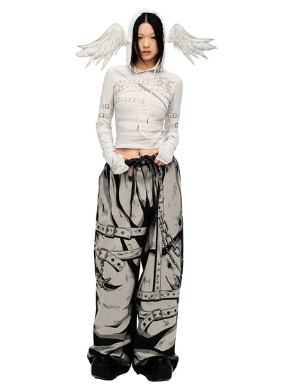 Angel Wing Hooded Long Sleeve T-shirt NA6673