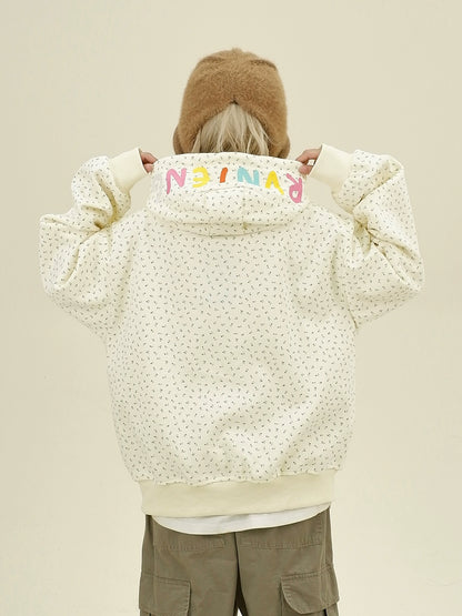 All-Over Floral Print Oversize Zipper Hoodie NA6339