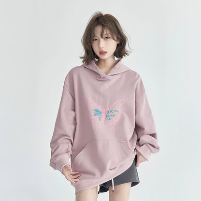 Butterfly Print Oversize Hoodie NA2716