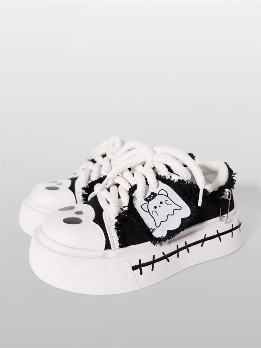 Ghost Flag Canvas Platform Shoes NA8504