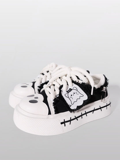 Ghost Flag Canvas Platform Shoes NA8504