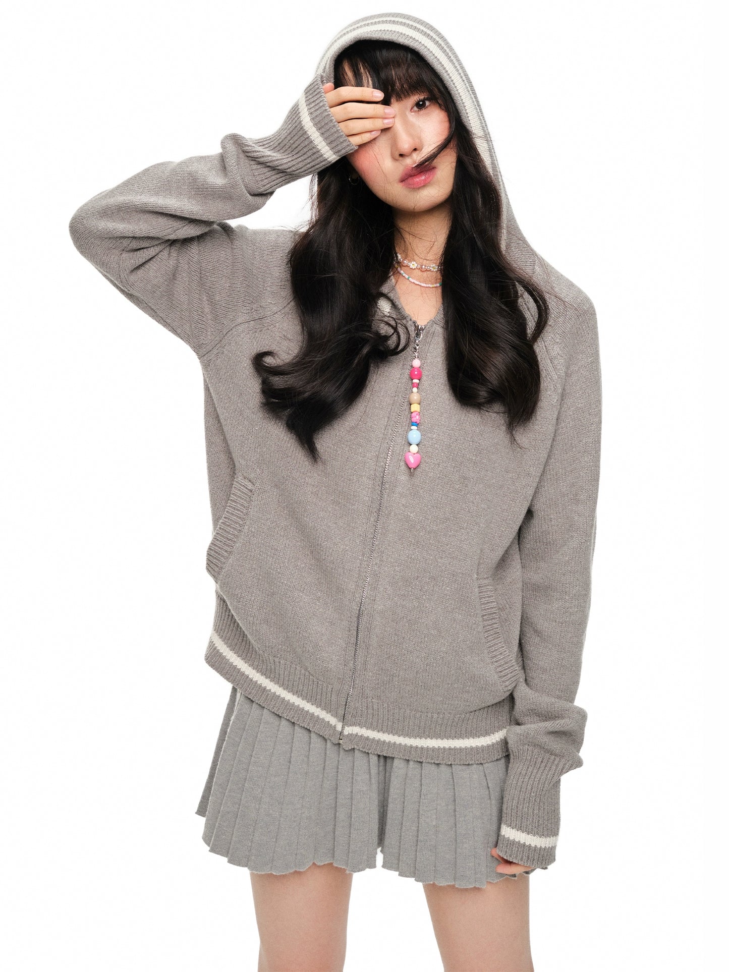 Oversize Zipper Knit Hoodie NA6052