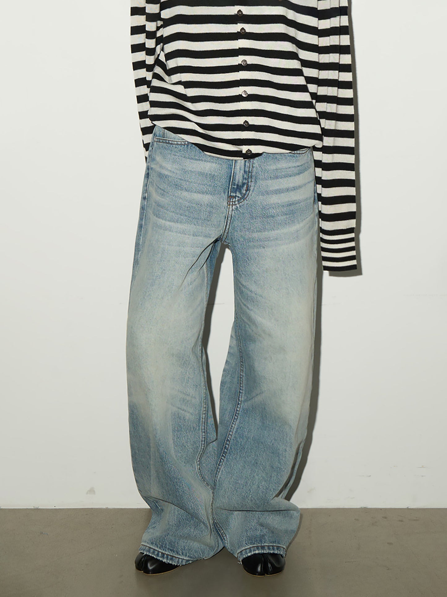 Washed Wide Leg Denim Jeans NA9189