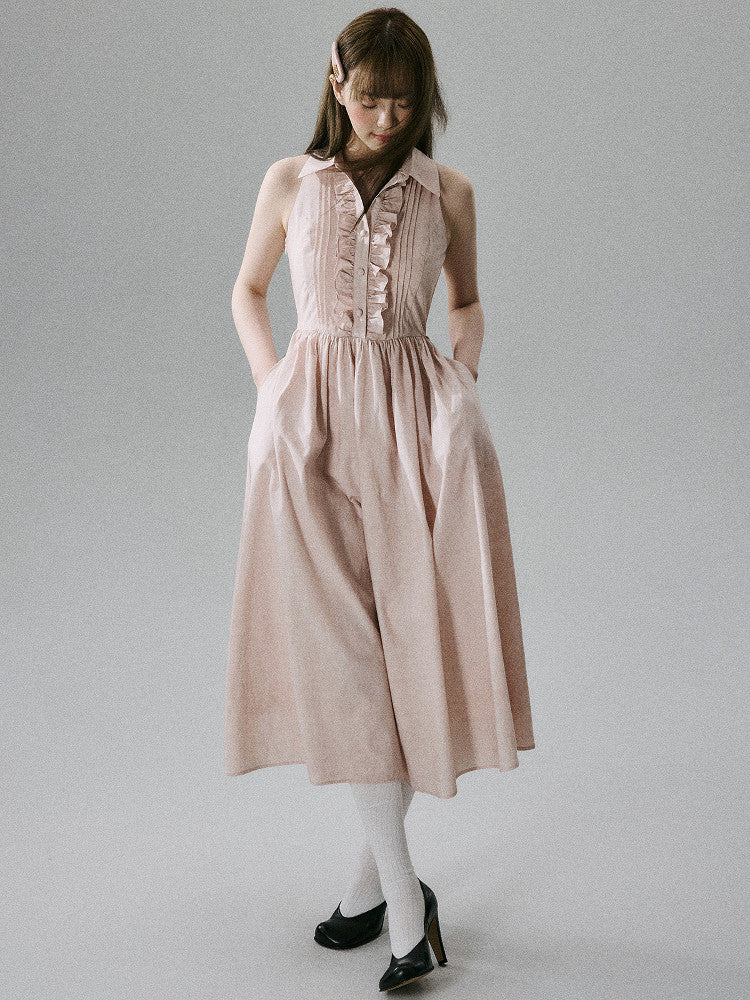 Halterneck Pocket Long Skirt Dress NA8803