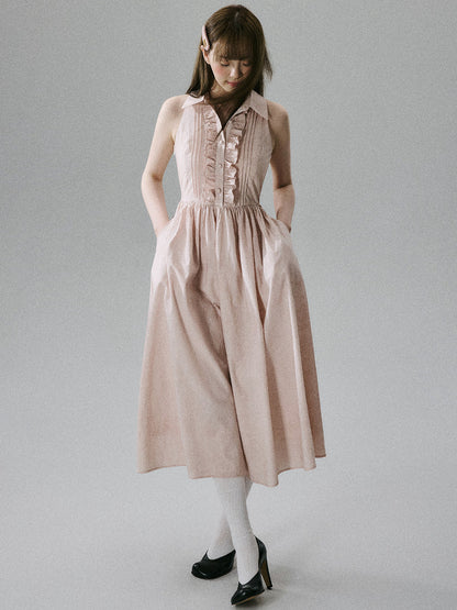 Halterneck Pocket Long Skirt Dress NA8803