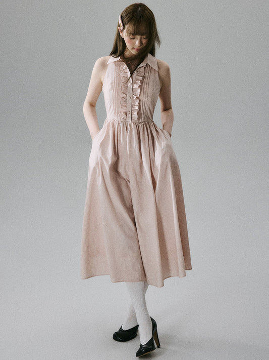 Halterneck Pocket Long Skirt Dress NA8803