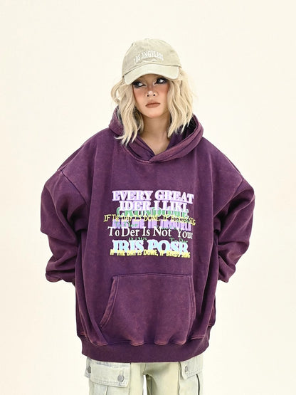 Fleece Letter Print Hoodie NA6289