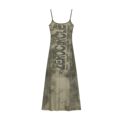 Graffiti Print Camisole Long Dress NA3907