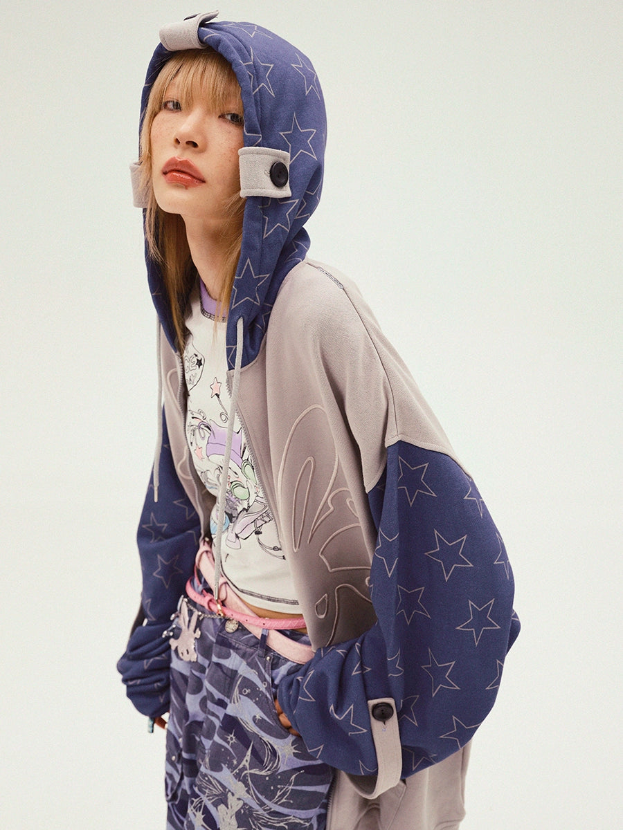 Rabbit Skull Embroidery Oversize Hoodie NA6650