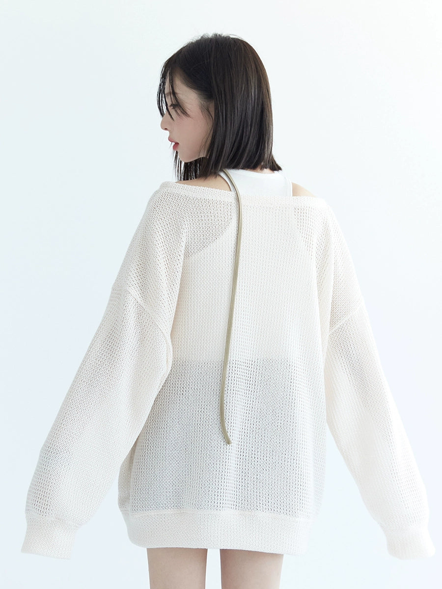 Oversized Mesh Knit Sweater NA2745