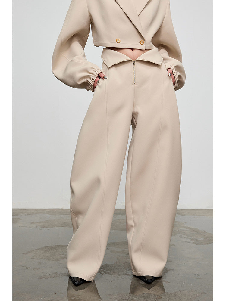 High Waist Zipper Wide Leg Trousers NA4269