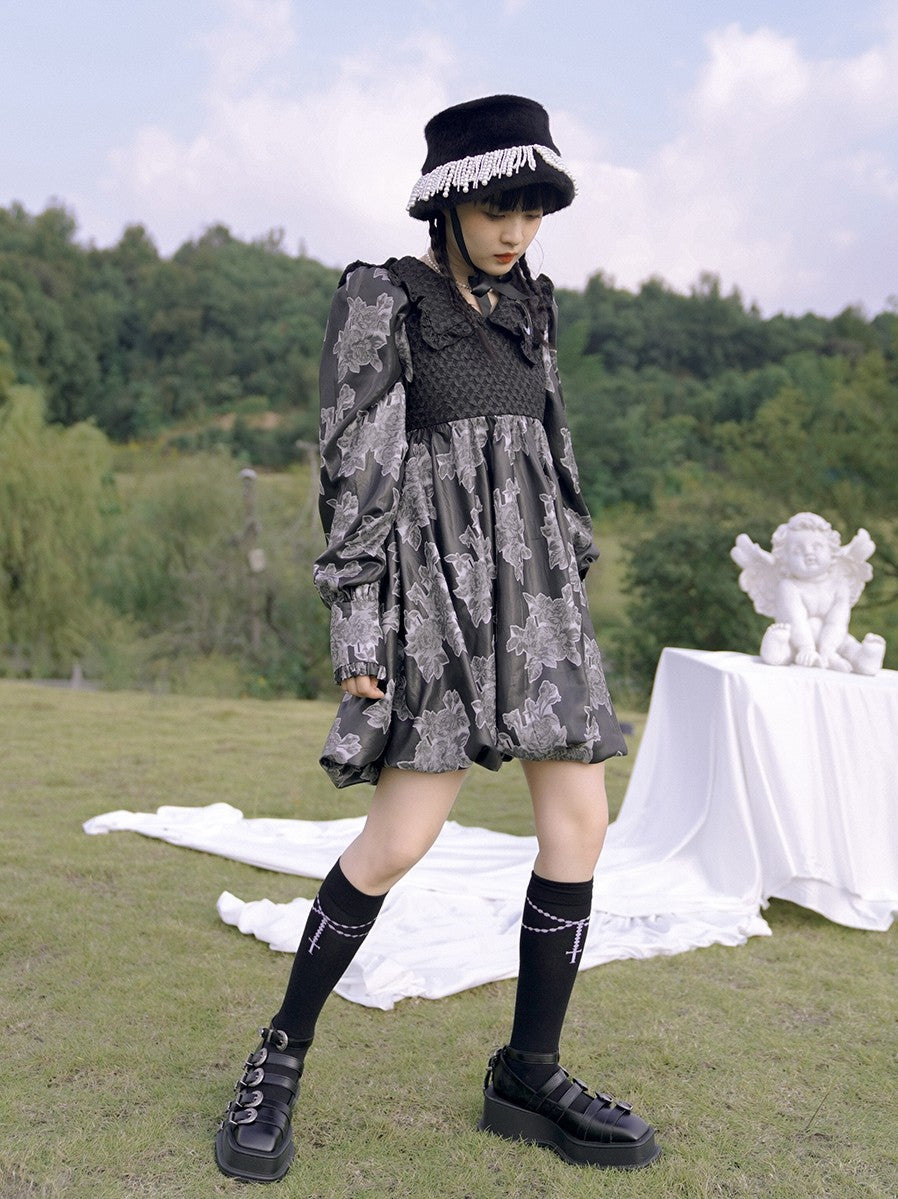 Floral Bubble Jacquard Dress NA8346