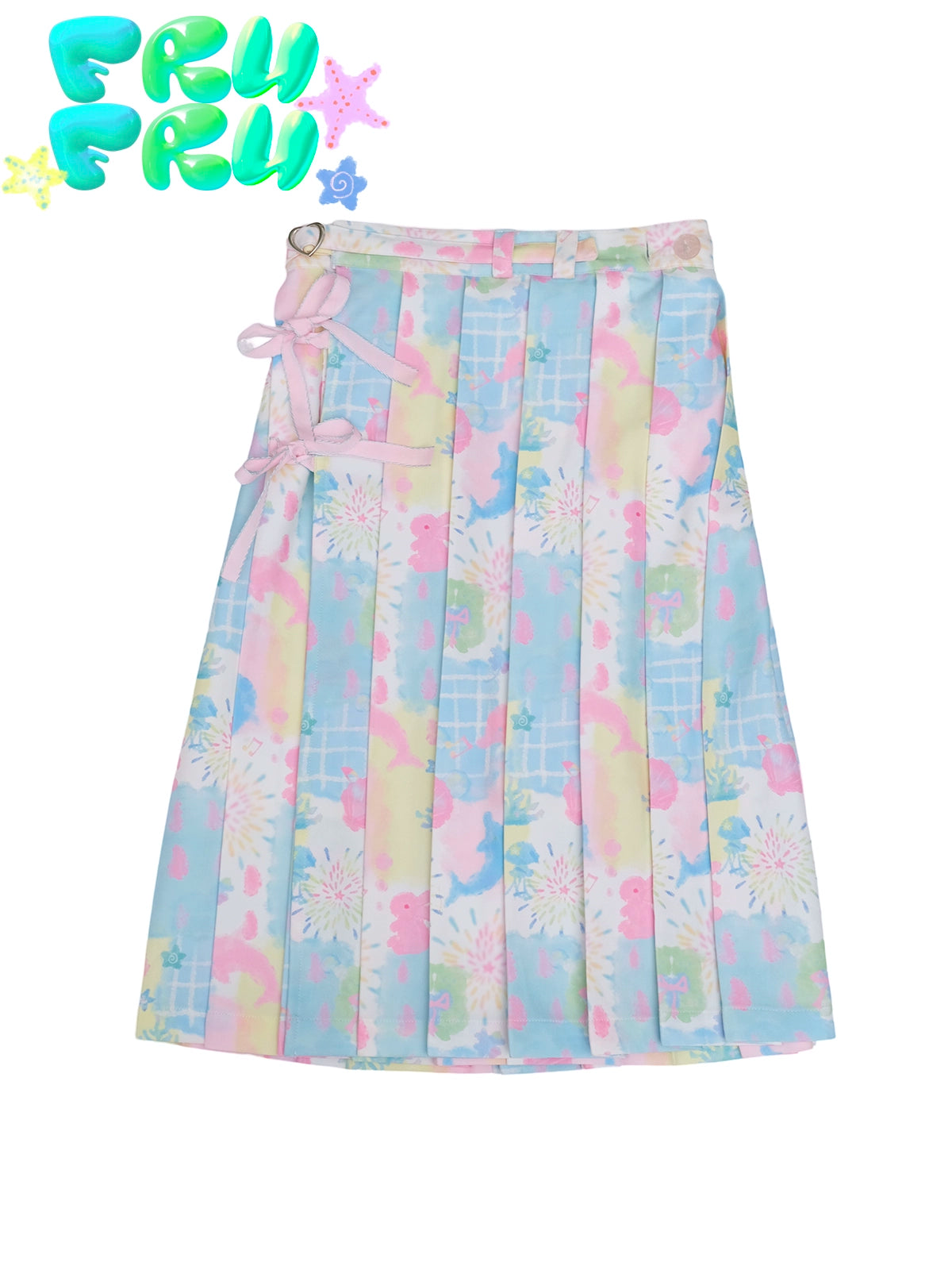 Dolphin Print Pleated Skirt NA6537