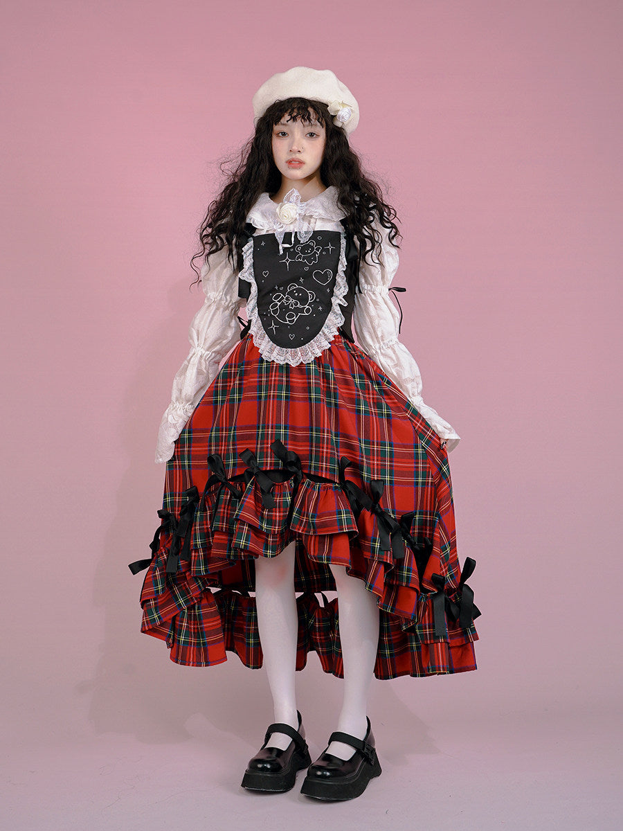 Irregular Bow Elastic Waist Long Skirt NA8310