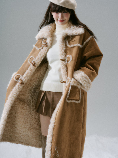 Cream Oak College Vintage Fur Horn Button Coat NA8810