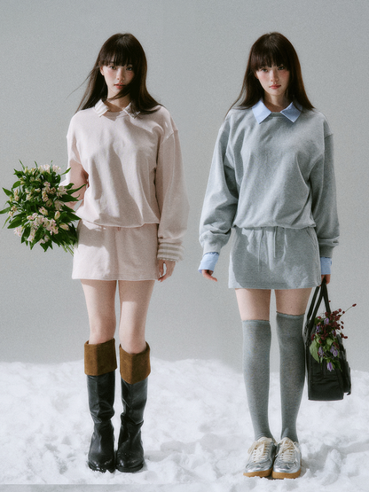 Skin-Friendly Knit Sweater & Short Skirt Setup NA8783