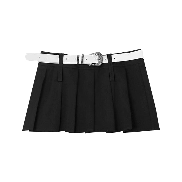 With Belt Pleated Short Skirt NA3590