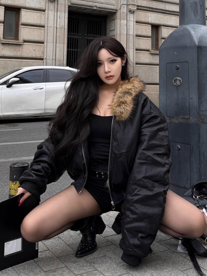 Fake Fur Collor Padded Jacket NA8363